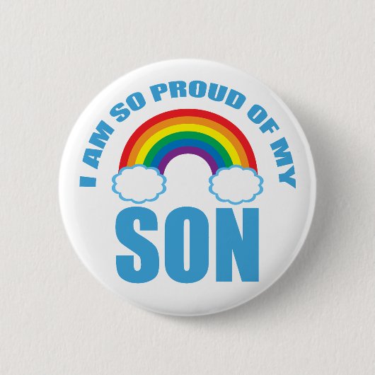 Stolz meines Sohn Rainbow Gay Pride Parent Button (Vorderseite)