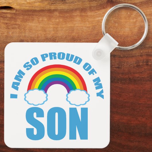 Stolz meines Sohn Rainbow Gay Pride Parent Schlüsselanhänger (Rückseite)
