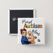 Stolz Mutter Autismust Knopf Pins Abzeichen Button (Vorne & Hinten)