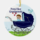 Stolz neue Großeltern - Blau Keramik Ornament (Vorne)