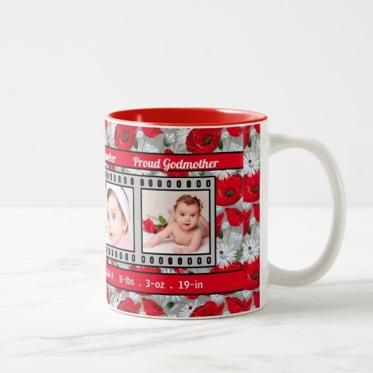 Stolz New Godmutter Red Poppies 4 Foto Zweifarbige Tasse (Rechts)