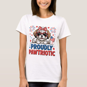 Stolz patriotischer Hund Rot Weiß Blau Cute T-Shirt