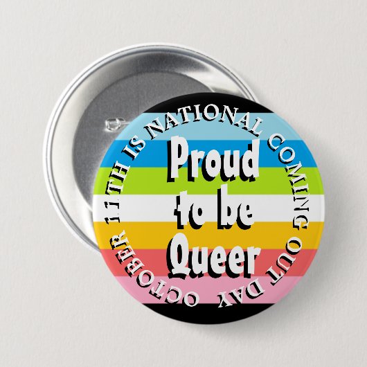 Stolz, Que zu sein, National Coming Out Day Button (Vorne & Hinten)