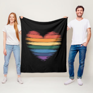 Stolz Regenbogen Herz Druck LGBT Gay Pride  Fleecedecke