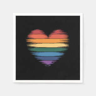 Stolz Regenbogen Herz Druck LGBT Gay Pride Serviette