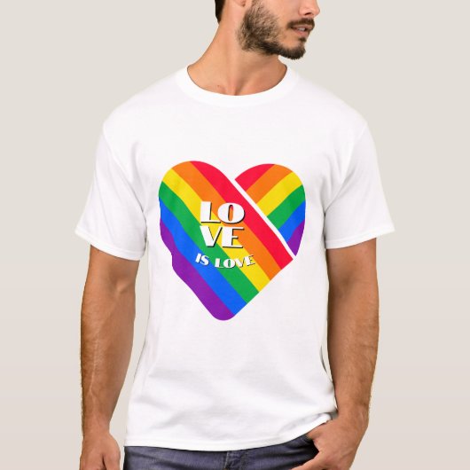 Stolz Regenbogen Herz Knopf T-Shirt (Vorderseite)