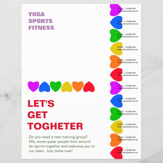 Stolz Regenbogen Herz Linien Flyer (Vorne)
