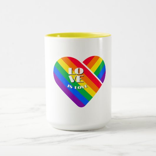 Stolz Regenbogen Herz Tasse (Zentrum)