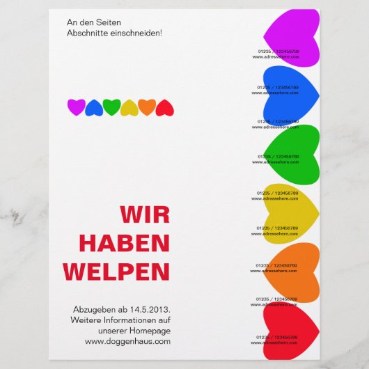 Stolz Regenbogen Herzen Abreißflyer Flyer (Vorne)