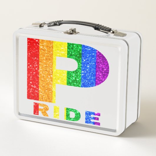 STOLZ REGENBOGEN TEXT METALL BROTDOSE (Vorderseite)
