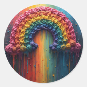 Stolz Regenbogen-Tropfenfarbe Runder Aufkleber