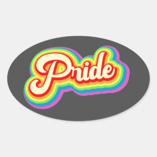 Stolz Regenbogen Vintage-Lettern Ovaler Aufkleber