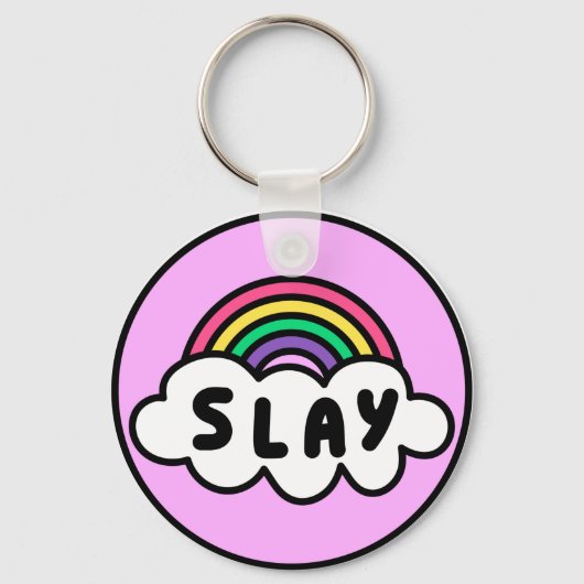 Stolz- Regenbogenfarbe mit Wolken. Schlüsselanhänger (Vorderseite)