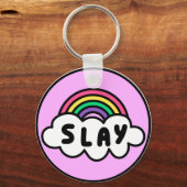 Stolz- Regenbogenfarbe mit Wolken. Schlüsselanhänger (Vorderseite)