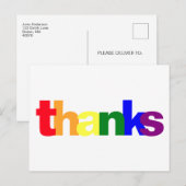 Stolz-Regenbogenfarben-Dankeschön-Postkarte Postkarte (Vorne/Hinten)
