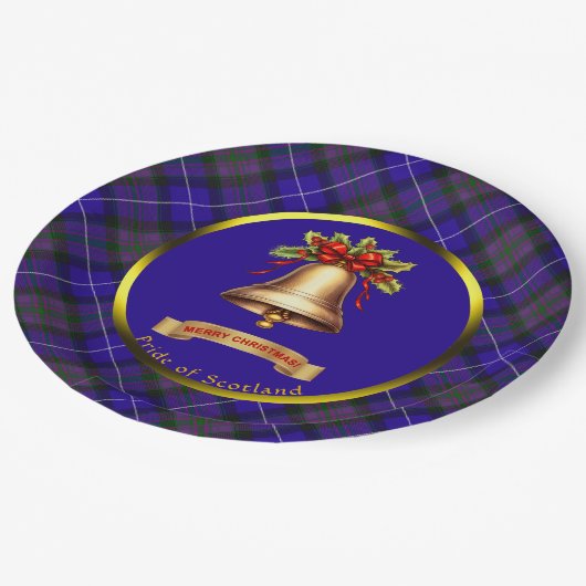 Stolz Schottlands Tartan Personalisierte Weihnacht Pappteller (Schrägansicht)