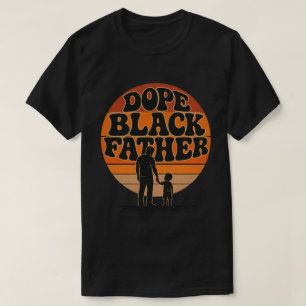 Stolz schwarzer Vater & Sohn Retro-Sonnenuntergan T-Shirt