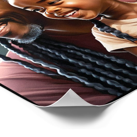 Stolz schwarzer Vater und Tochter lächeln Poster (Ecke)