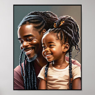 Stolz schwarzer Vater und Tochter lächeln Poster