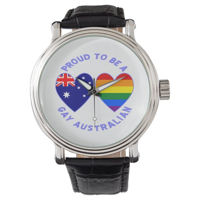 Stolz, schwul-australische Herzfahnen zu sein Armbanduhr (Vorderseite)