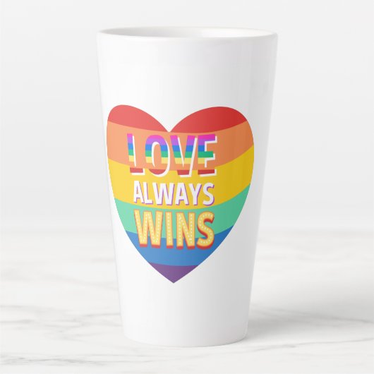Stolz schwul-Liebe gewinnt immer. Regenbogenfarbe. Milchtasse (Vorderseite)