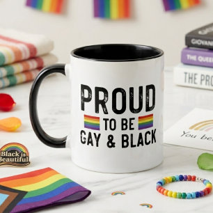 Stolz, schwul und schwarz zu sein Regenbogen-Stolz Zweifarbige Tasse