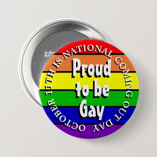 Stolz, schwul zu sein, National Coming Out Day Button (Vorne & Hinten)