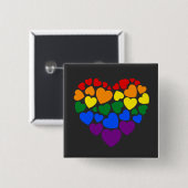 Stolz schwuler Regenbogenfarben Herz für Liebe Button (Vorne & Hinten)