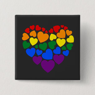 Stolz schwuler Regenbogenfarben Herz für Liebe Button
