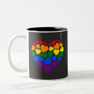 Stolz schwuler Regenbogenfarben Herz für Liebe Zweifarbige Tasse