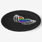 Stolz - Skeletthandschuhe, die das Herz klassisch Pappteller (Schrägansicht)