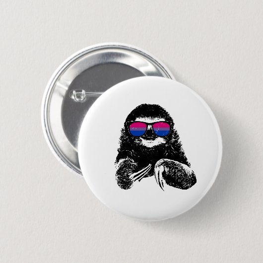 Stolz Sloth Bisexual Flag Sonnenbrille Button (Vorne & Hinten)