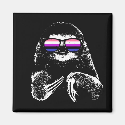 Stolz Sloth Genderfluid Flag Sonnenbrille Magnet (Vorne)