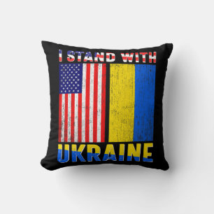 Stolz Steht mit Ukraine Vintage Ukrainisch Amerika Kissen