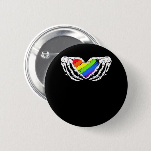 Stolz - Stolze SkelettHände mit Herz 2 Klassik Button (Vorne & Hinten)