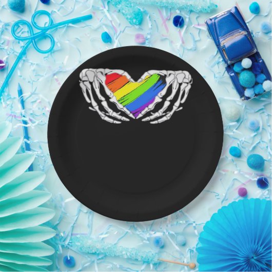 Stolz - Stolze SkelettHände mit Herz 2 Klassik Pappteller (Party)