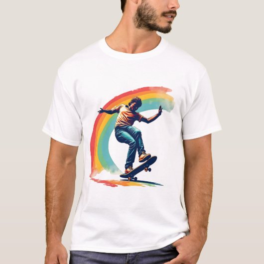 Stolz-T - Shirt - Regenbogen-Skateboard (Vorderseite)