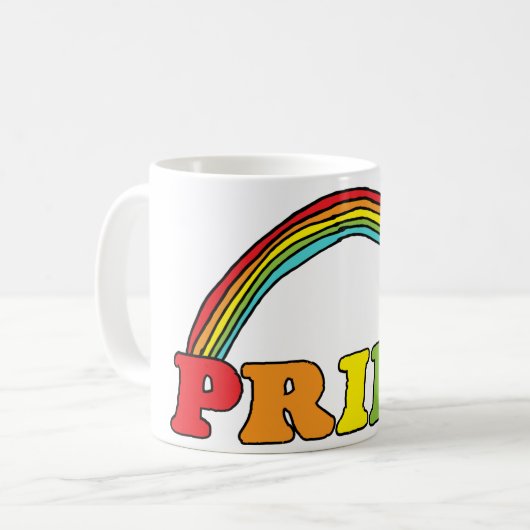 Stolz Text und Regenbogen Kaffeetasse (Vorderseite Links)
