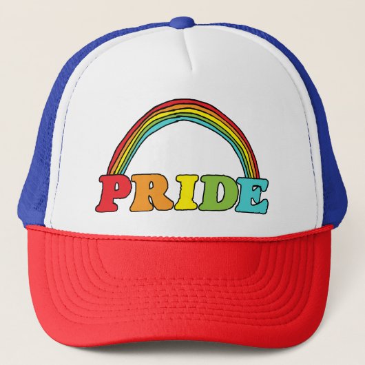 Stolz Text und Regenbogen Truckerkappe (Vorderseite)