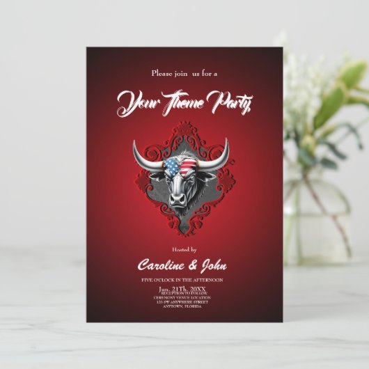Stolz und Stärke, ein amerikanischer Stier Einladung (Stehend Vorderseite)
