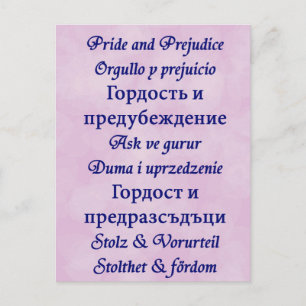 Stolz und Vorurteil auf der ganzen Welt. Postkarte