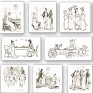 Stolz und Vorurteil Beige Buch Illustrations-Pack Aufkleber