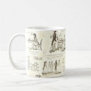Stolz und Vorurteil Beige Sepia Toile Zitate Kaffeetasse