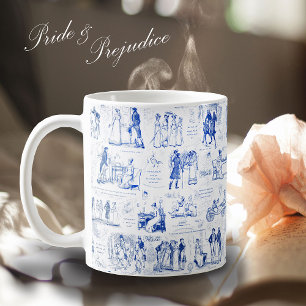 Stolz und Vorurteil Blau Toile Zitate Kaffeetasse