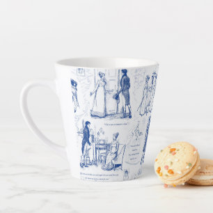 Stolz und Vorurteil Blau Toile Zitate Milchtasse