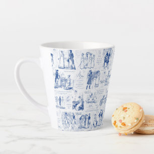 Stolz und Vorurteil Blau Toile Zitate Milchtasse