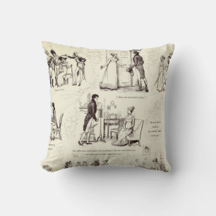 Stolz und Vorurteil Braun Beige Toile Zitate Kissen