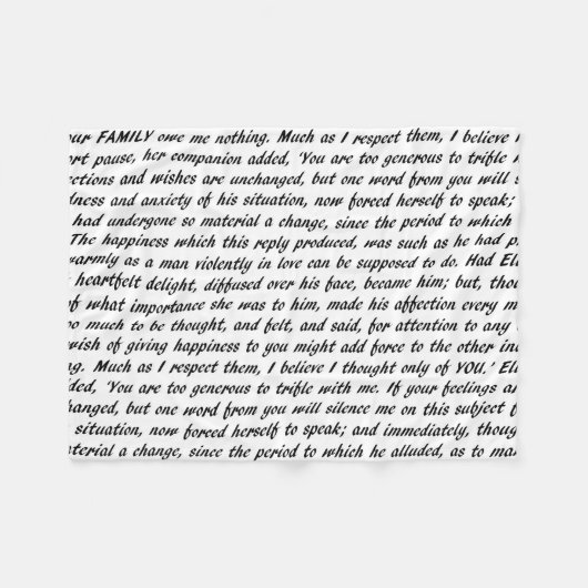 Stolz-und Vorurteil-Text Fleecedecke (Vorderseite (Horizontal))