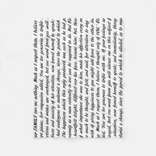 Stolz-und Vorurteil-Text Fleecedecke (Vorderseite)