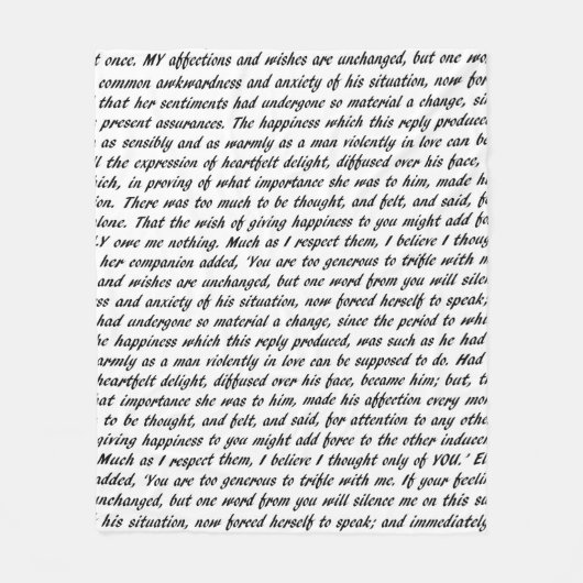 Stolz-und Vorurteil-Text Fleecedecke (Vorderseite)